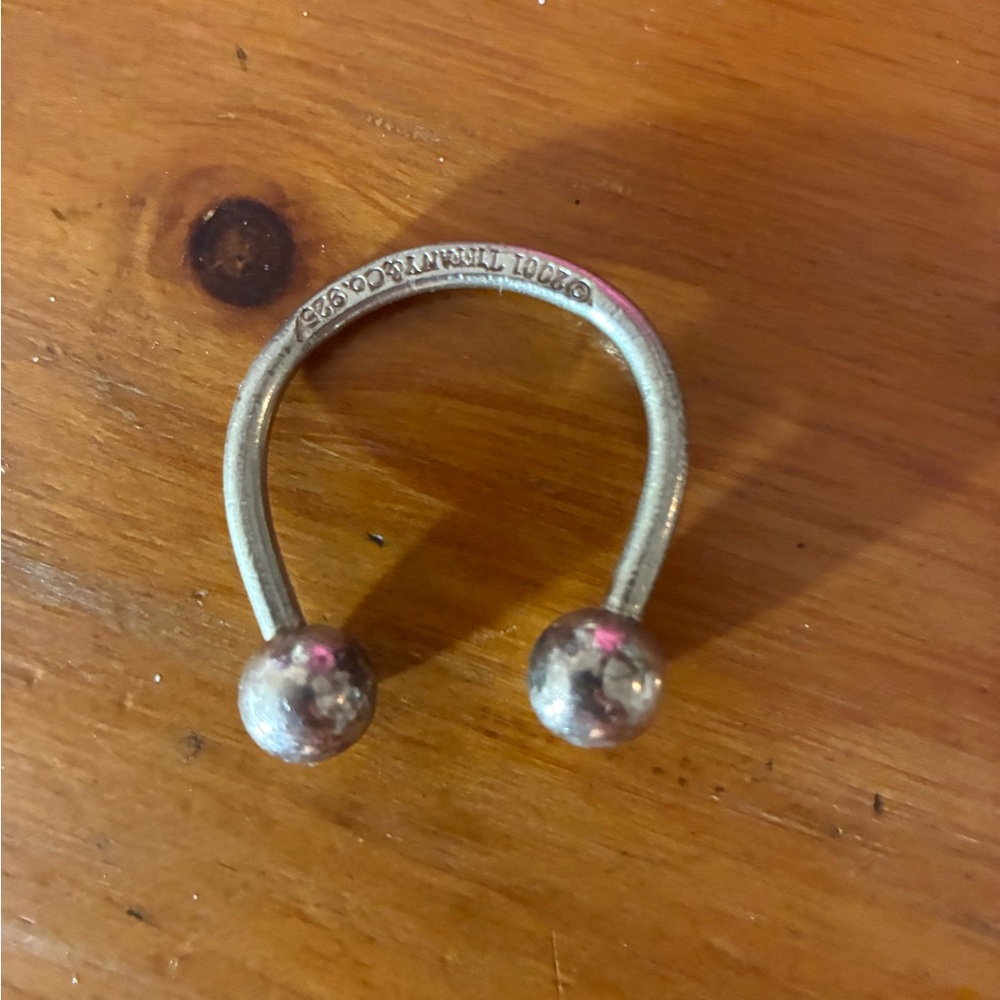 Tiffany & Co. Silver Tone Key Ring Holder with Ball Ends